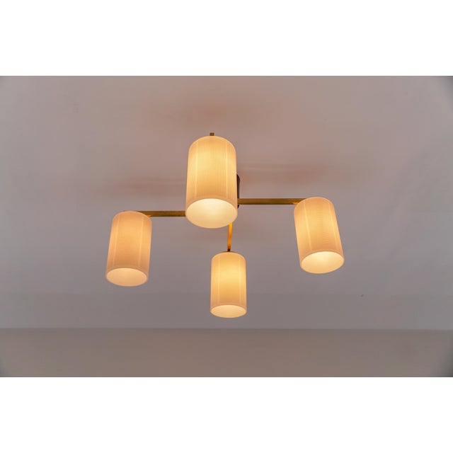 Mid-Century Modern Four-Armed Brass and Glass Lamp, 1950s For Sale - Image 9 of 13