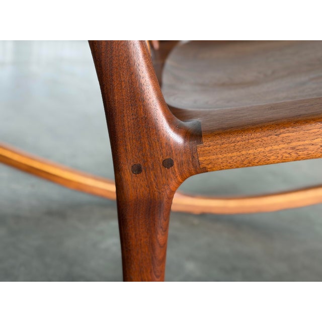 Mid-Century Modern Sam Maloof Style Sculptural Rocking Chair by Harold Dodson, Pickens Sc, 2006 For Sale - Image 3 of 12