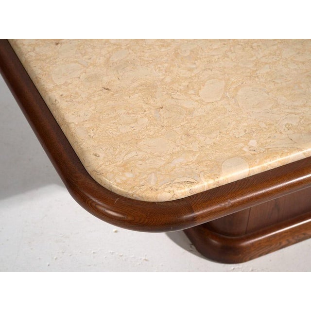 Vintage Japanese Wood and Marble Table For Sale - Image 4 of 11