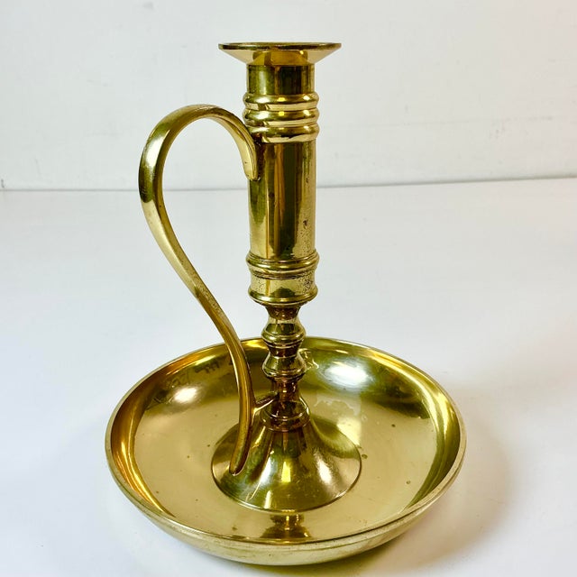 Brass Mid-Century Americana Federal Arts & Crafts Bedside Style Brass Candle Holder For Sale - Image 8 of 14