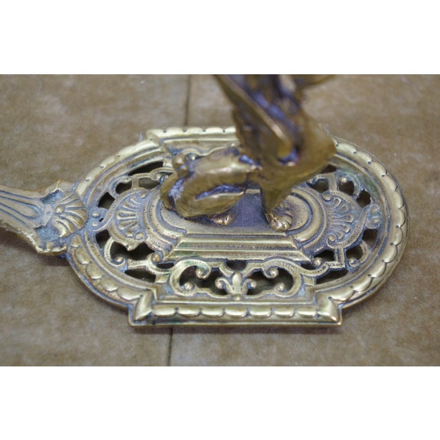 Vintage Brass Griffin Dragon Sphynx Hurricane Candle Holder Chamberstick 7" For Sale - Image 14 of 14