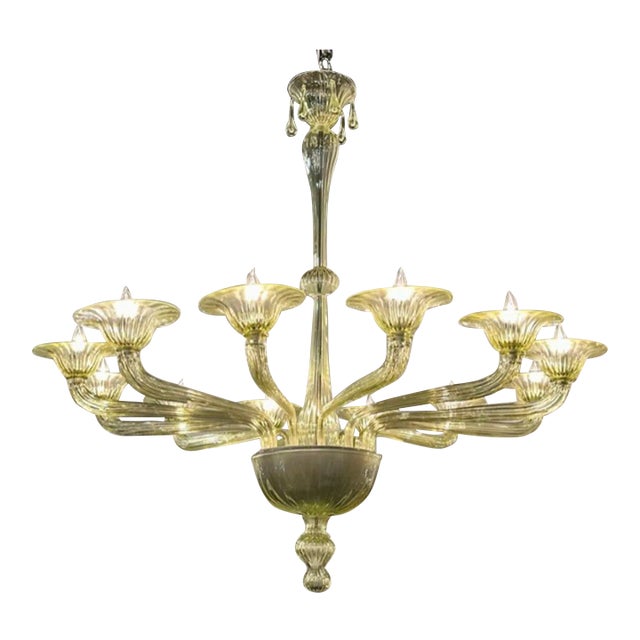 Modern Olive Colored Murano Glass Chandelier For Sale