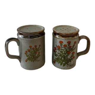 Pair of Vintage Stoneware Centerpoint Salt and Pepper Shakers For Sale
