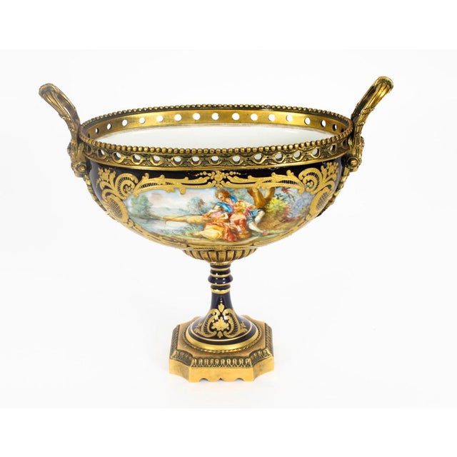 Paris Porcelain & Ormolu Mounted 3 Piece Mantel Set, Early 20th Century, Set of 3 For Sale - Image 4 of 18