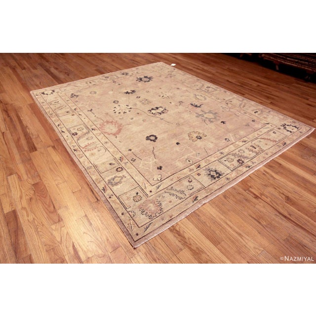 Turkish Neutral Light Color Contemporary Modern Turkish Oushak Area Rug For Sale - Image 3 of 7