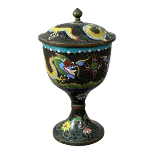 Late 20th Century Chinese Footed Vessel With Lid