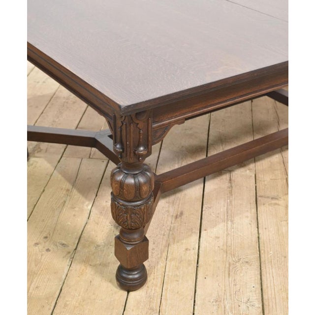 Vintage Extending Dining Table in Oak by Maple and Co, 1890s For Sale - Image 3 of 15
