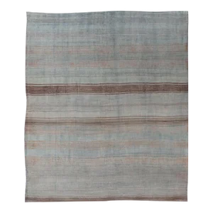Vintage Turkish Kilim Rug With Subtle Pastel Tones 5'2 X 6'4