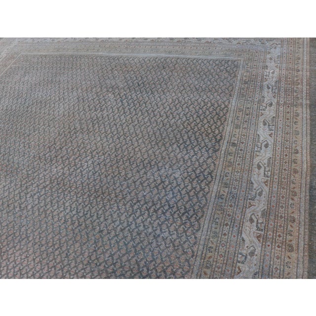 Antique Hand Knotted Persian Tabriz Rug With All-Over Design in Muted Tones For Sale - Image 9 of 17
