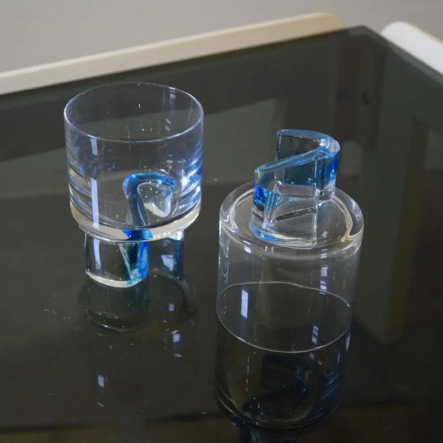 Blue Glasses in Worked and Colored Glass, 1970s, Set of 6 For Sale - Image 8 of 8