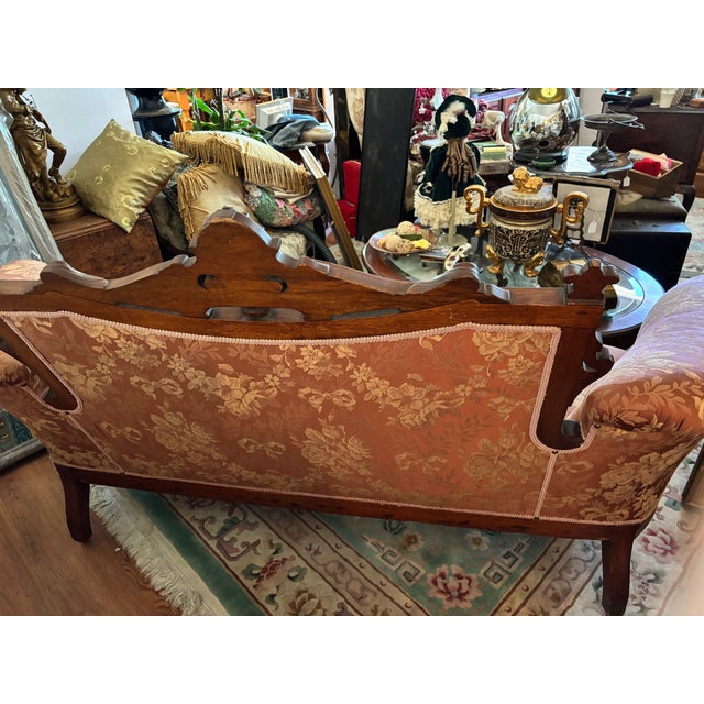 Ornate Antique Victorian - Style Carved Wood Sette and Two Matching Chairs For Sale - Image 13 of 16