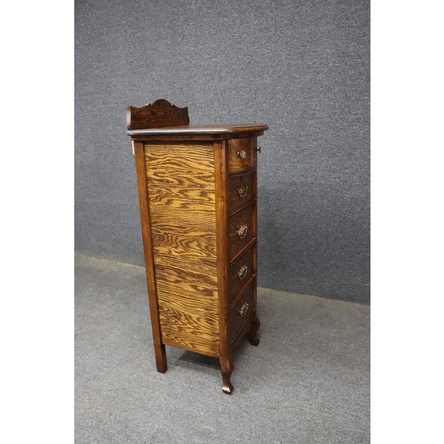 Victorian Quarter Sawn Oak Lingerie Chest For Sale - Image 9 of 9