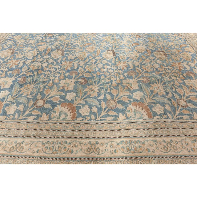 High-quality Vintage Persian Khorassan Green Handmade Wool Rug For Sale - Image 4 of 10