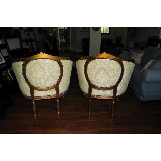 Mid 20th Century Louis XVI Style Barrel-Back Settee Canape en Gondole- Set of 3 For Sale - Image 4 of 11