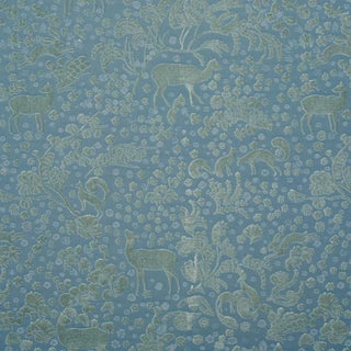 Schumacher Arbor Forest Fabric in Slate Blue For Sale