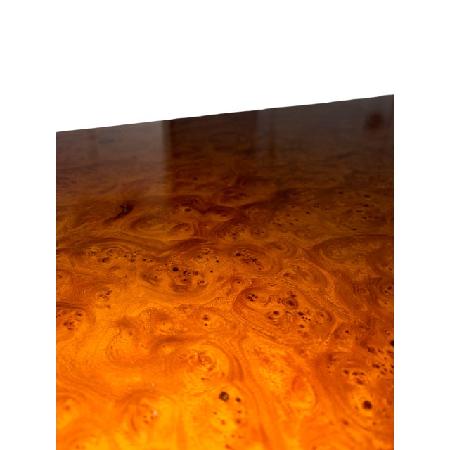 1970s Mid-Century Modern Burlwood Parsons Extension Dining Table With 2 Leaves in the Style of Milo Baughman For Sale In Minneapolis - Image 6 of 7
