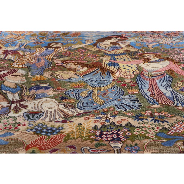 Late 20th Century Vintage Persian Mashhad Omar Khayyam Pictorial Rug - 03'10 X 06'09 For Sale - Image 5 of 9