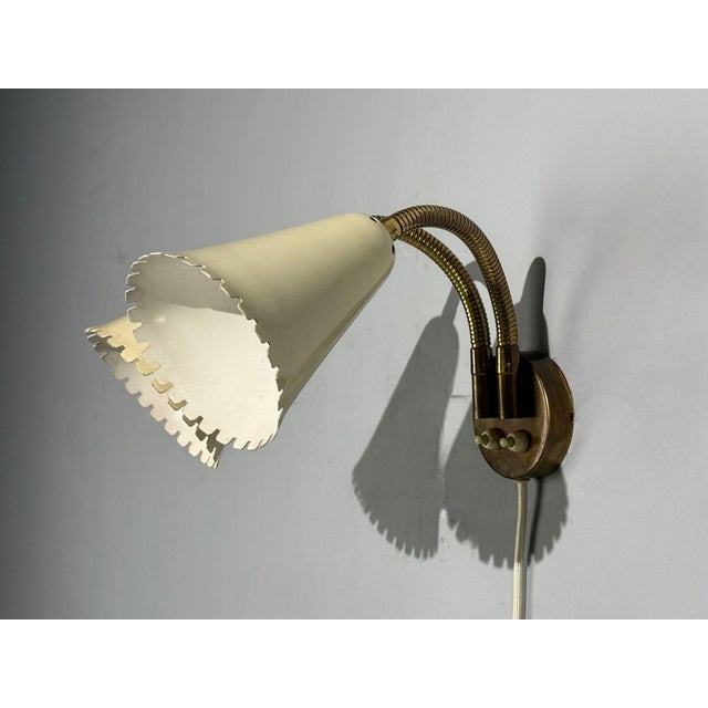 1940s Arvid Böhlmarks, Adjustable Wall Light, Brass, Lacquered Metal For Sale - Image 4 of 7