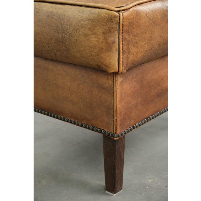 Vintage Cowhide Leather Ottoman For Sale - Image 9 of 10