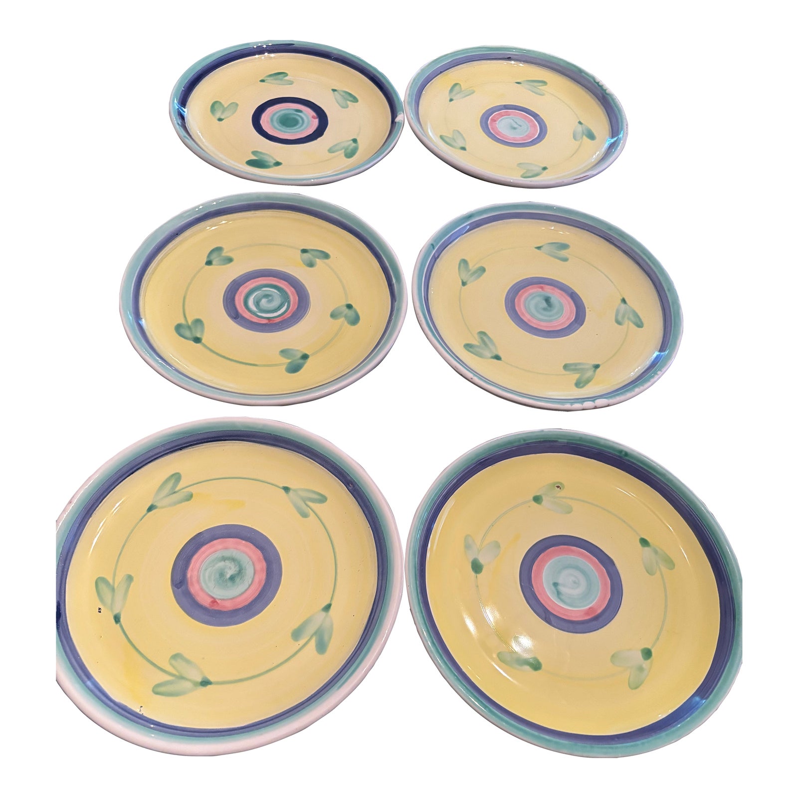 Vintage Caleca Carousel Handpainted Stoneware Plates | Chairish