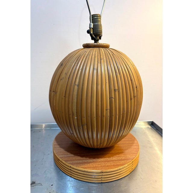 Gabriella Crespi Gabriella Crespi Style Rattan Globe Table Lamp For Sale - Image 4 of 5