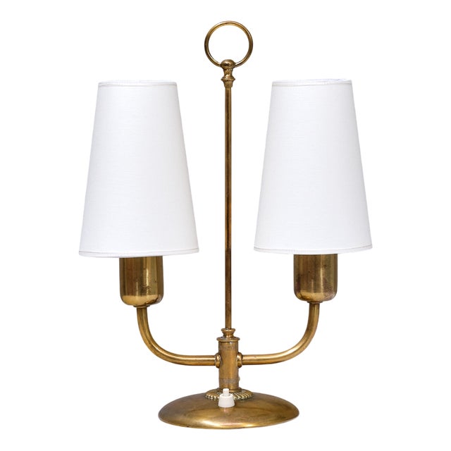 Vintage Brass Table Lamp by Bertil Brisborg for Nordiska Kompaniet, 1940s For Sale