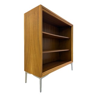 Walnut Bookcase with New Chrome Feet from Wk Möbel For Sale