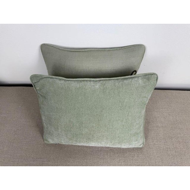 2020s Pair of Linen Embroidered Pillows For Sale - Image 5 of 9