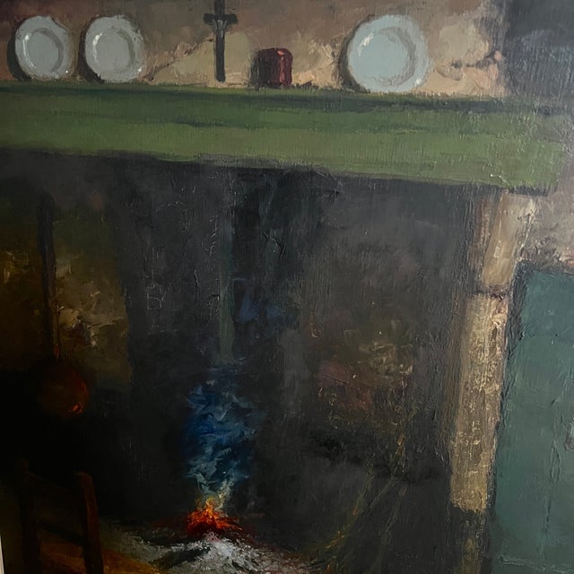 Rustic Albert Demoen, Interior Setting, 1960s, Oil on Canvas For Sale - Image 3 of 6