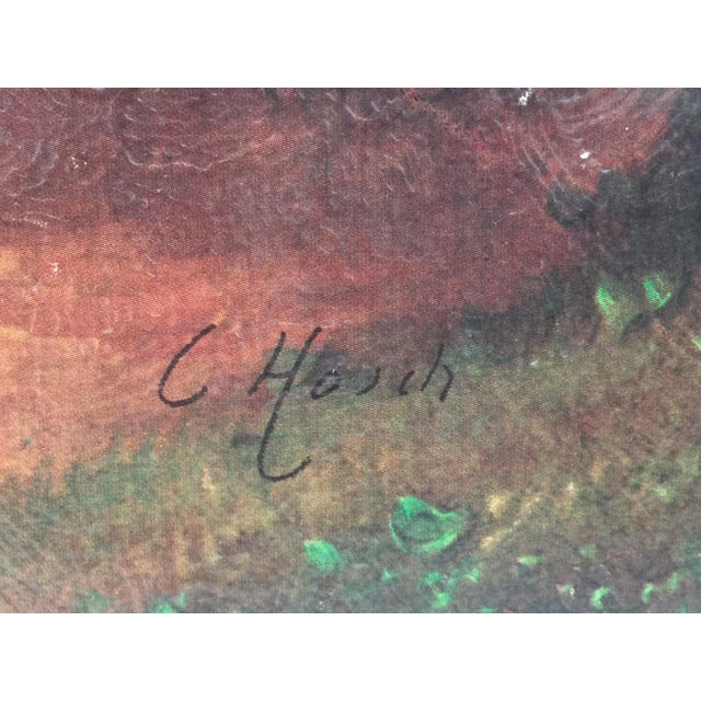 Printmaking Materials 1950s Vintage "Landscape in Fall" Stamp Board Lithograph Print For Sale - Image 7 of 11