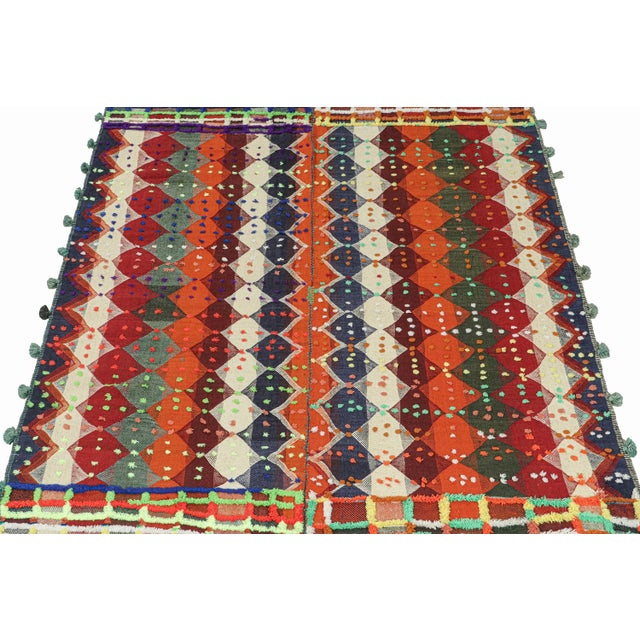 Tribal 1950s Vintage Persian Kilim With Multicolor Stripes and Diamonds by Rug & Kilim For Sale - Image 3 of 8