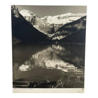 Vintage Black and White Photograph of Lake Louise & Victoria Glacier, Alberta, Canada For Sale