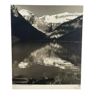 Vintage Black and White Photograph of Lake Louise & Victoria Glacier, Alberta, Canada