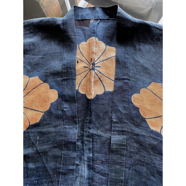 Linen Japanese Two-Piece Indigo Asa Kyogen Festival Costume Meiji Period For Sale - Image 8 of 14