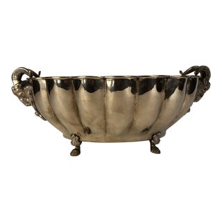 Late 20th Century Rams Head Footed Brass Compote For Sale