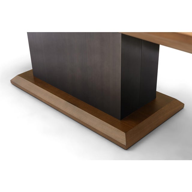 Modern Modern Greg Sheres Style Walnut and Bronze Extension Dining Table For Sale - Image 3 of 6
