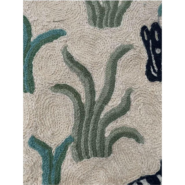 Vintage Handmade Chain Stich Embroidery Seat Upholstery Cover Zebra For Sale - Image 4 of 6