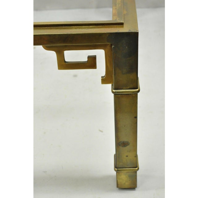 Mastercraft Brass Greek Key Glass Top Large Square 42" Coffee Cocktail
