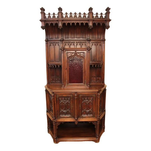 Antique Neo-Gothic Credenza in Walnut For Sale
