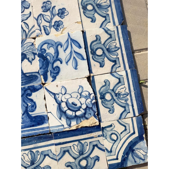 Antique 18th Century Portuguese Baroque Tiles With Flower Arrangement in Classical Urn For Sale - Image 14 of 16