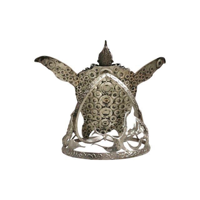 Silver Early 21st Century Modern Industrial Metal Sea Turtle Sculpture on Display Base, Coastal, 29"w For Sale - Image 8 of 12