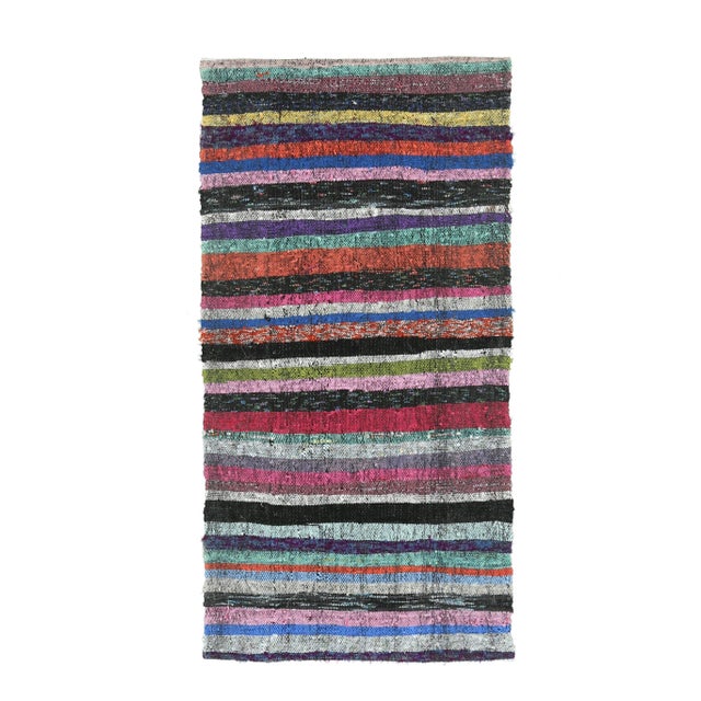 Vintage Turkish Hand-Knotted Wool Cotton Pink Kilim Runner Rug For Sale - Image 10 of 10