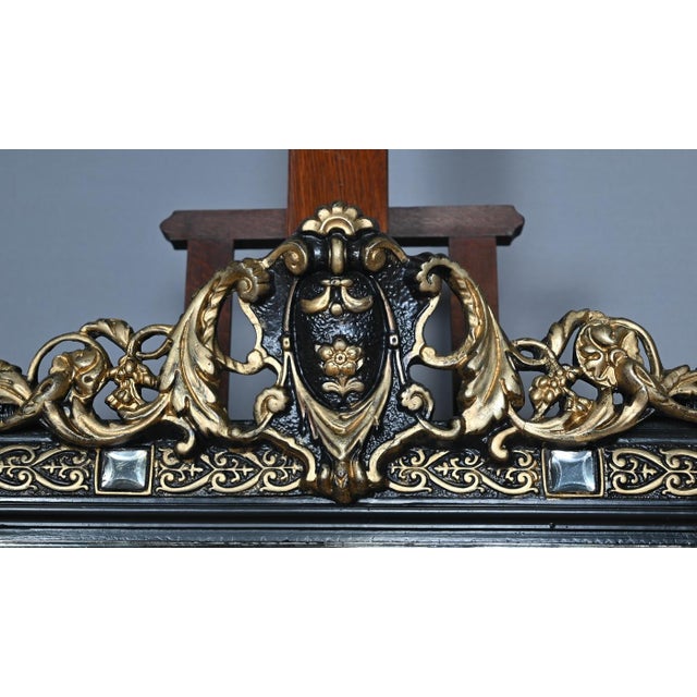 Wood Antique Napoleon III Mirror with Pediment, 1800s For Sale - Image 7 of 15