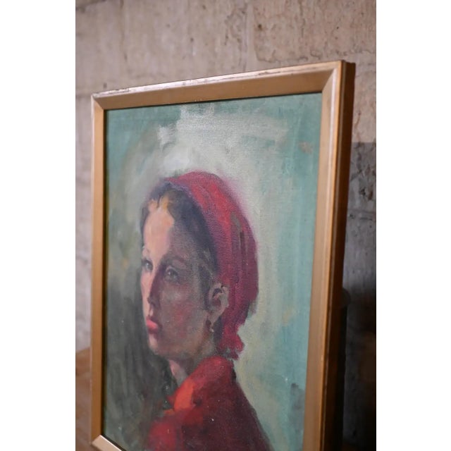 ‘Girl in Red Bonnet’ Pastel on Canvas by Clement Micarelli For Sale - Image 9 of 10