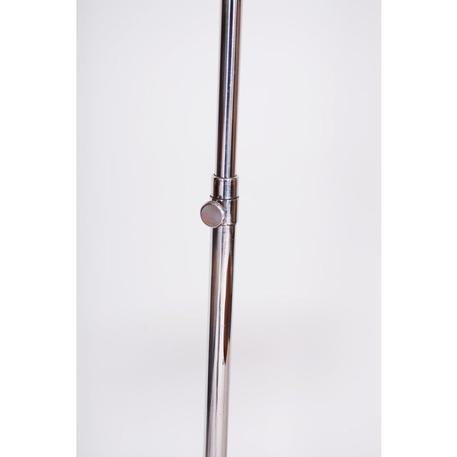 Bauhaus Adjustable Floor Lamp in Walnut and Chrome attributed to R. Slezák, Czech, 1930s For Sale - Image 10 of 13