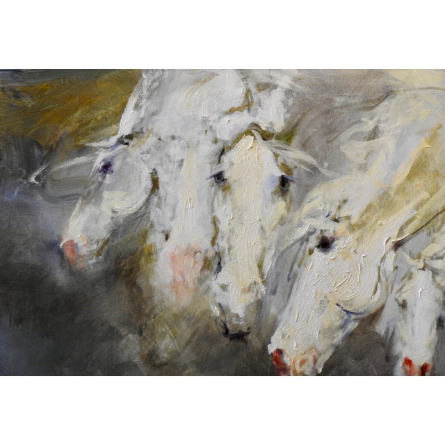 Abstract Expressionism Metaphysical Equestrian Oil Painting, Whites, Off Whites, "Viii Horses Come" For Sale - Image 3 of 13