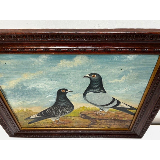 Old Badge Hen & Champion Cock Racing Pigeons Oil Portrait Winner Whitley Bay 1909 in the Manner of Andrew Beer. For Sale - Image 9 of 18