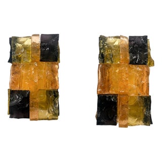 Patchwork Wall Lights from Jean Simon Labret, 1970s, Set of 2 For Sale