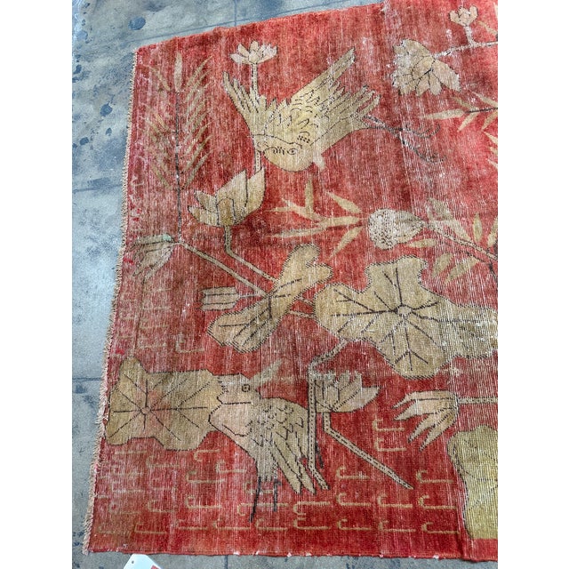 Antique 1900 Samarkand Wool Rug With Botanical Design For Sale - Image 4 of 7