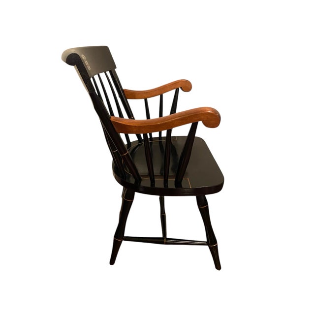Nichols & Stone Mid 20th Century Vintage Nichols & Stone Brown University Collegiate Windsor Chair With Gold Accents For Sale - Image 4 of 10